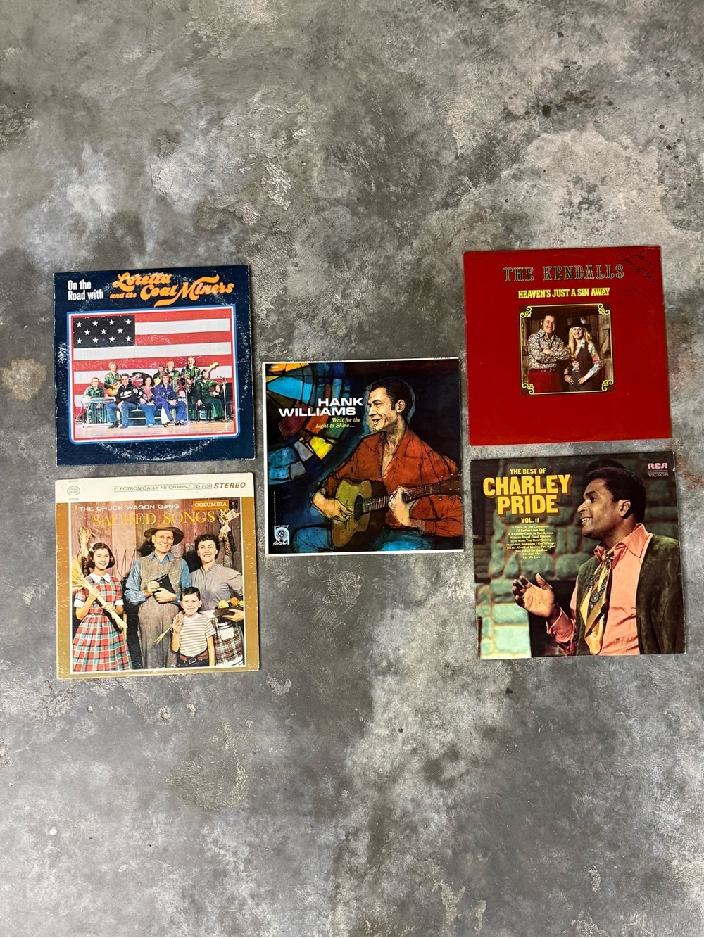 Vintage Country Vinyl LP Lot Hank Williams Loretta Lynn Charley Pride Kendalls